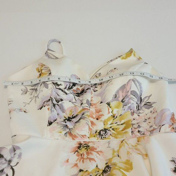 Jodi Kristopher Women JR Size 15 Ivory Fit & Flare Dress w/Open Lace Back EUC - Picture 8 of 11